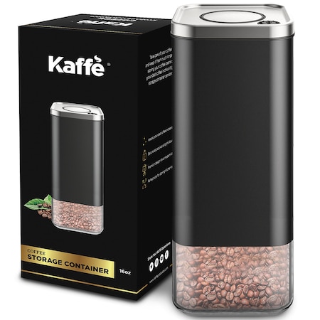 Kaffe Glass Storage Container - BPA Free Stainless Steel with Airtight Lid - 16oz KF3022S